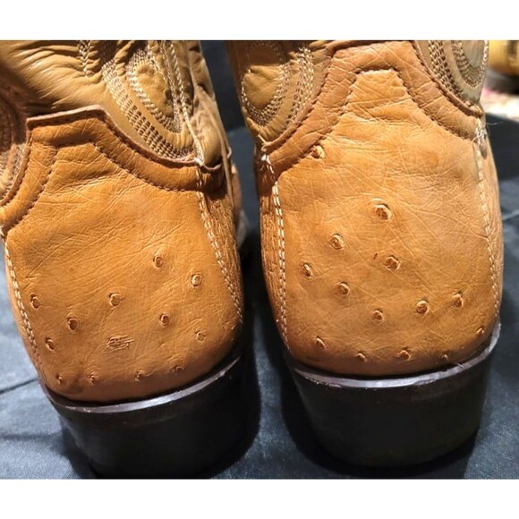 Vintage Tony Lama Light Brown Ostrich Quill Leather Cowboy Boots 8.5 D - Picture 2 of 11